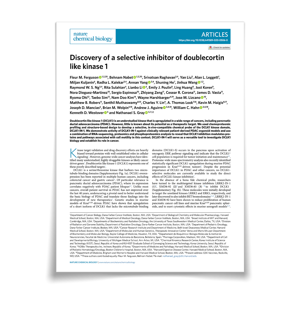 Discovery of a selective inhibitor of doublecortin like kinase 1